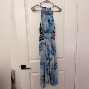 Rebecca Taylor Blue Tie-Dye Halter Dress